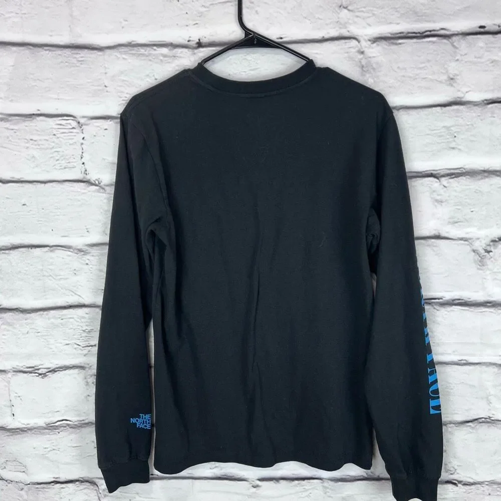 The North Face Black Long Sleeve Graphic Tee Mens Small Logo‎